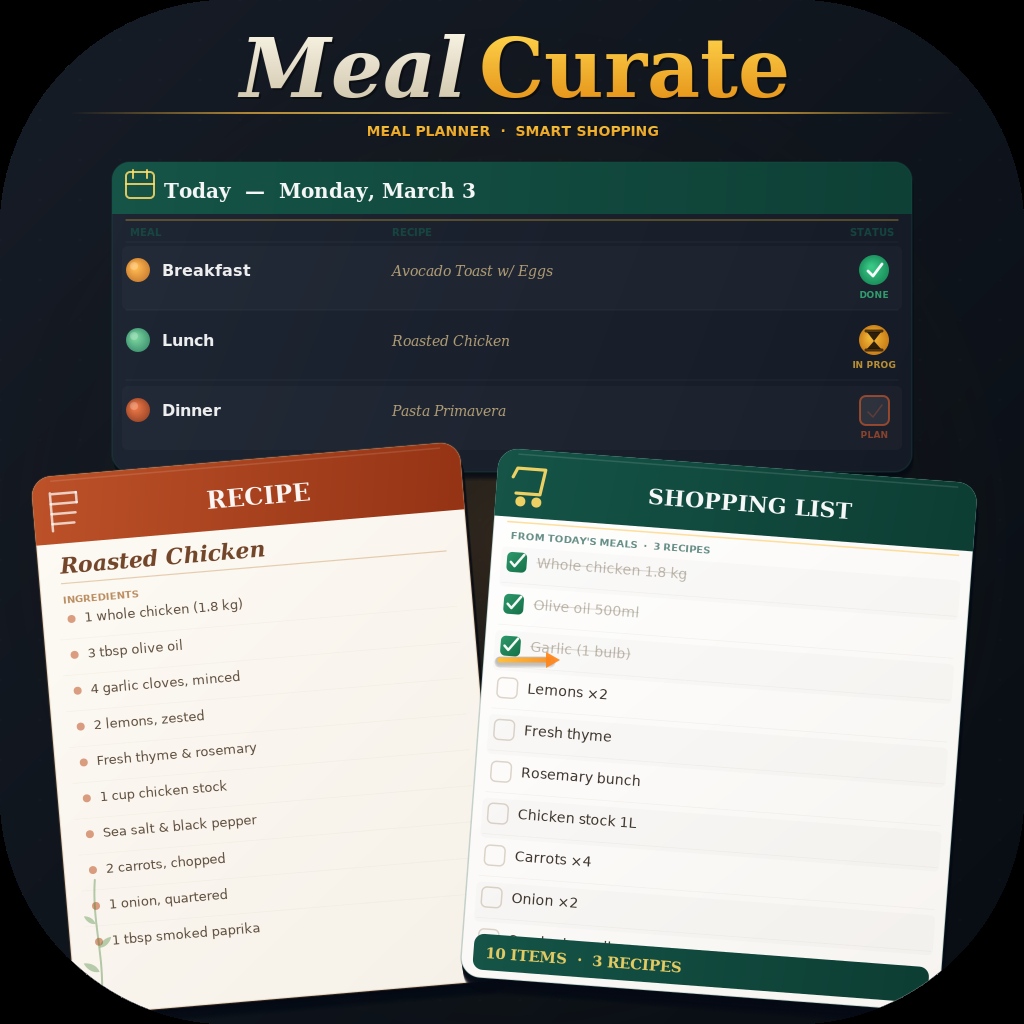 Meal Curate — meal planner and smart shopping list